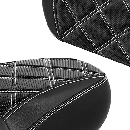 C.C. RIDER Passenger Seat Backrest Pad - Driver Passenger Sissy Bar fit for Harley Davidson Touring Road King Street Glide Electra Glide Road Glide 2009-2023 - color: Seat + Passenger Backrest Pad Black White