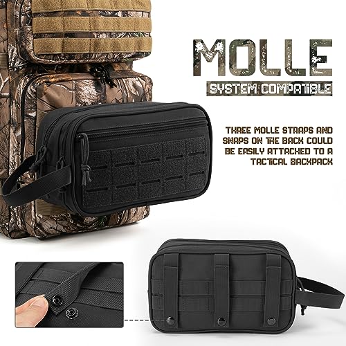 QT&QY Tactical Toiletry Bag For Men Hygiene Bag EDC Military Tool Molle Pouches Small Dopp Kit Mens Shaving Kit Travel shower Bags - color: 1 US Black