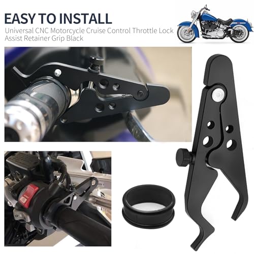2 Pcs Motorcycle Throttle Lock, Motorcycle Cruise Control, Universal Aluminum Throttle Assist Wrist, Hand Grip Lock Clamps with Silicone Ring Protect Throttle Control System