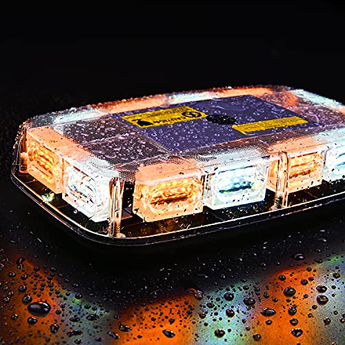 Nilight 2PCS 12 Inch Roof Top Strobe Lights 48LED Hazard Light Emergency Safety Warning LED Flashing Bar Magnetic Mount 12V 24V for Cars Trucks Snow Plows Construction Vehicles - color: Amber Mix White 2Pcs