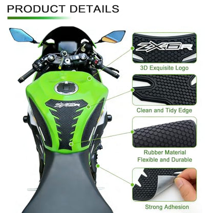 5PCS Motorcycle Fuel Tank Pad Sticker Protector Anti Slip Tank Grip Sticker Compatible with Ninja ZX 6R ZX-6R ZX636 2013-2024 2025 2026 ZX6R Accessories Side Decals Stickers