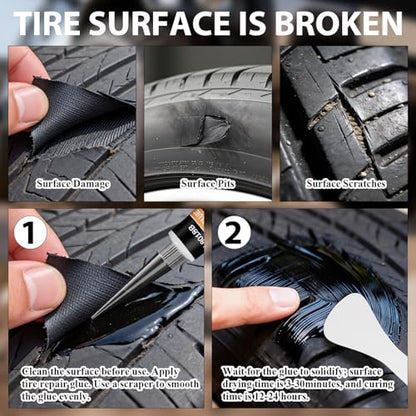 30 PCS Tire Repair Rubber Nails, 10mL Repair Glue, Vacuum Tires, Flat tire Repair Fast Plug Tool Kits, Self-Service Car Puncture Repair Screws with Screwdriver, Set for Car, Motorcycle, Jeep, Bike.