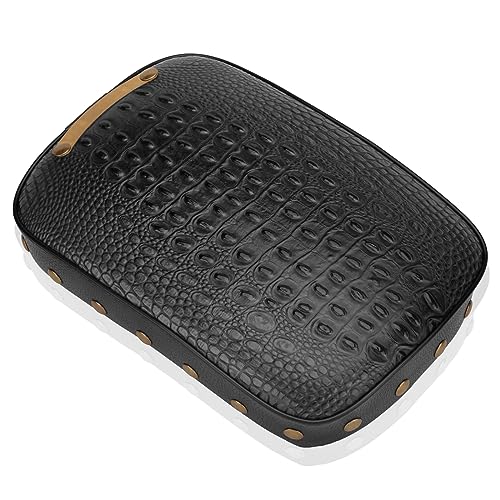 Motorcycle Rectangular Passenger Pad Seat Rear Leather Pillion Cushion 8 Suction Cup Compatible with Harley Dyna Sportster XL 883 1200 Chopper Custom - style: 8 Suction Cup-Black Crocodile Rivet