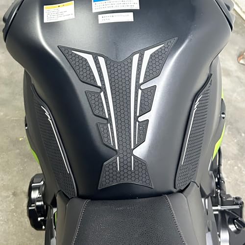 Motorcycle Tank Grip Protector Pads, Anti-Slip Honeycomb Design, Compatible with Suitable for Kawasaki Z900 2017-2025 (grey) - color: grey