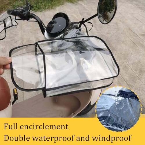 MIUPOO Motorcycle Handle Gloves,Water Resistant Windproof Transparent Handlebar Mittens Fits Most Flat Handlebars,Waterproof Handle Bar Shield,Transparent