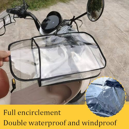 MIUPOO Motorcycle Handle Gloves,Water Resistant Windproof Transparent Handlebar Mittens Fits Most Flat Handlebars,Waterproof Handle Bar Shield,Transparent