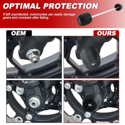 Xitomer Front Axle Sliders Compatible with YZF-R3 2015-2025, MT-03 2016-2025, Motorcycle Front Fork Wheel Frame Sliders Crash Protector (Front) - style: Front