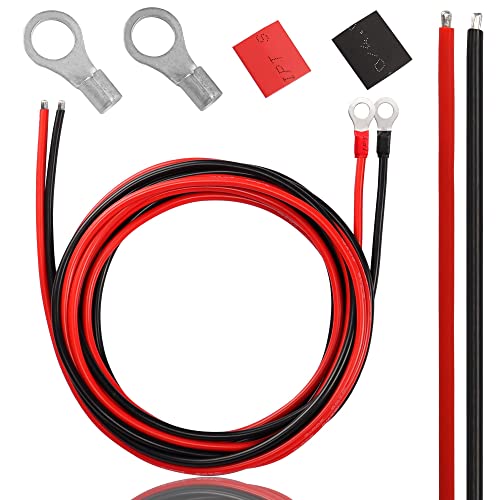 Solar Battery Cables 10 Gauge Power Inverter Cables with 3/8" Ring Terminals 10AWG Wire Tinned Copper Tray Extension Cable for Solar,RV,Auto Car,Boat (3M) - color: 3M