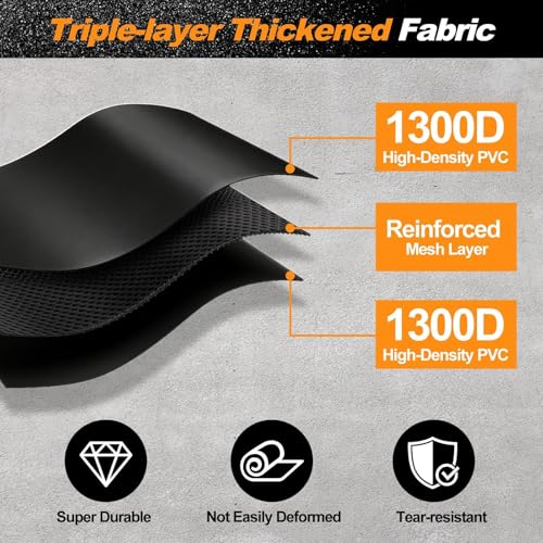 Garage Floor Mat 7'9" x 16' Heavy Duty 1300D PVC Containment Mat with Floor Squeegee, Waterproof Protection from Snow, Rain and Mud for Cars, Black - size: 7'9" x 16'