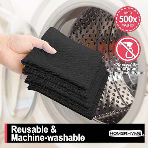 Microfiber Cleaning Cloth, 12 Pack Black Cleaning Rags,12" X 11" Lint Free Dish Towels Wash Cloths, Reusable Microfiber Towels for Home and Kitchen Bathroom Apartment Cleaning Supplies - color: Black, size: 12 Pack