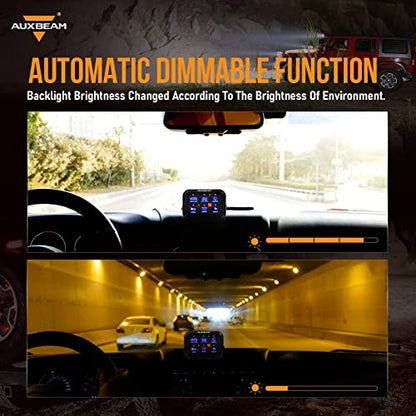 Auxbeam 6 Gang Switch Panel BC60 Universal Circuit Control Relay System Automatic Dimmable LED Switch Pod Touch Control Panel Switch Box for Car Truck Pickup Boat UTV SUV - Blue, 3 Years Warranty - size: 6 Gang, style: Blue (Without APP)