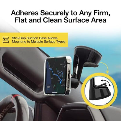 Scosche MP2WD-XTSP MagicMount Pro2 Magnetic Car Phone Holder - Ultimate Magnetic Car Mount for Windshield or Dashboard with Suction Cup - Compatible with MagSafe, iPhones, Galaxy, Pixel & Smartphones - style: Window / Dash Suction