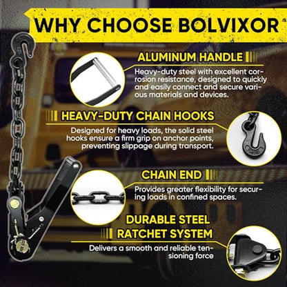 4 Pack Car Tie Down Straps for Trailers - 2" x 96" - 9900LBS Break Strength - Tire Ratchet Straps with Heavy Duty Chain Anchors for Hauling UTV, SUV, Truck, Any Cars - color: Yellow