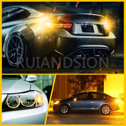 Ruiandsion 2pcs 6V BAU15S 5050 12SMD Yellow/Amber LED Light Bulbs for Reverse Lights Turn Signal Lights Tail Lights,Non-polarity - color: Amber, size: BAU15S