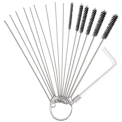 Road Passion Set of 1 Carburetor Carbon Dirt Jet Remove Cleaner 9 Cleaning Needles + 6 Nylon Brushes Tool Kit +1 Throttle Wrench Kit for Motorcycle ATV Moped Welder Carb Chainsaw Spray Guns Torch Tips