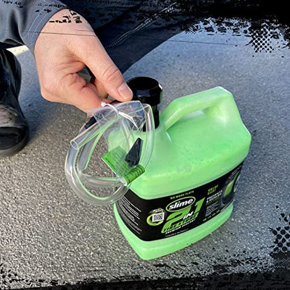 Slime 10207 2-in-1 Tire & Tube Sealant Puncture Repair Sealant, 2-in-1, Premium, Prevent and Repair, Suitable for All Off-Highway Tires and Tubes, Non-Toxic, Eco-Friendly, 1 Gallon jug - style: 1 gal