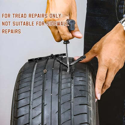 60PCS Heavy Duty Tire Plugs, 3.66" x 0.16" Rubber Auto Tire Sealing Strip Kit for Puncture Repairs, Universal Tubeless Tyre Repair Strings for Car Light Truck Motorcycle ATV (Brown) - color: Brown, 3.5mm