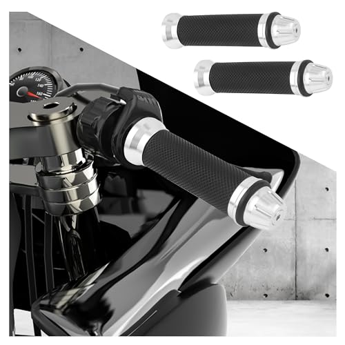 2PCS Motorcycle Handlebar Grips,7/8" & 1" Motorcycle Grips Tuning Accessories Compatible with Honda,Yamaha,Suzuki,Personalized Motorcycle Grips Covers for Car Decoration (Silver) - color: Silver
