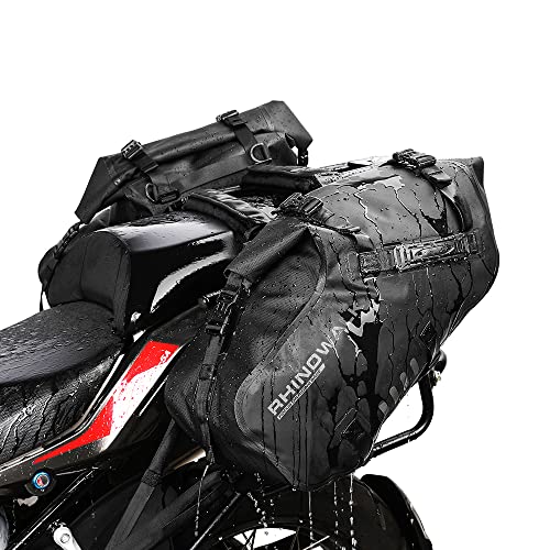 Rhinowalk Motorcycle Saddle Bags Waterproof Motorbike Panniers Motor Side Bag 28L (14L*2) Powersports Saddle Bag for Most Motorcycles Black, 1 Pair - size: 28L