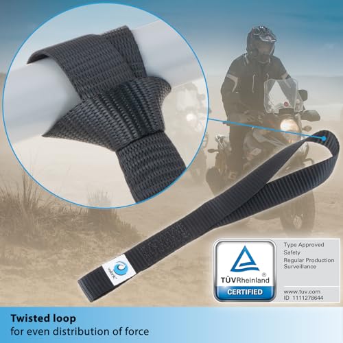 valonic Falcon - Soft Loop tie Down Straps - 4 Pack, 4400lbs, 1" x 12", Double Stitched, Black - for Motorcycle Handlebar - size: 1 ft