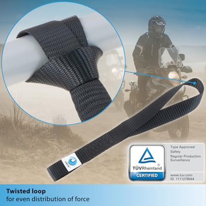 valonic Falcon - Soft Loop tie Down Straps - 4 Pack, 4400lbs, 1" x 12", Double Stitched, Black - for Motorcycle Handlebar - size: 1 ft