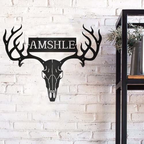 Personalized Metal Deer Skull Bow Holder Elk Deer Bow Rack Custom Name Archery Display Rack Wall Decor Bow Hunting Rack Hunting Metal Sign, Gifts For Husband,Dad,Father (Metal Deer Bow Rack-4) - color: Metal Deer Bow Rack-4