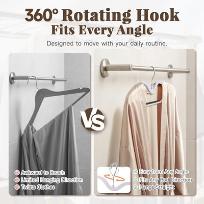 Short Neck Plastic Hangers 20 Pack, Space Saving Non-Slip Clothes Hangers with 360° Swivel Hook, Heavy Duty Slim Hangers for Shirts, Dresses, Coats, Closet Organizer(Grey)