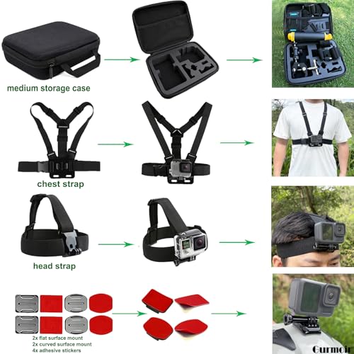Accessory Kit for DJI Osmo Action 6/5 pro/4/Insta 360 X5 X4 /Go Pro Hero13 12/Gopro Max 2, Bike Mount/Hat Clip/Helmet Strap/Backpack Mount kit for Gopro/Osmo Action/Insta 360(DT18)