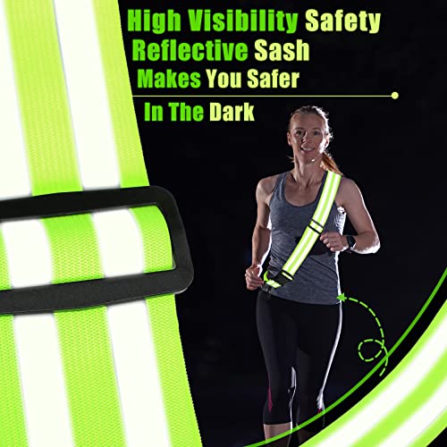 Saintrygo Reflective Sash for Walking at Night Running Gear Safety Reflective High Visibility Jacket Adjustable Sash for Walking Cycling at Night - color: Fluorescent Green, Orange