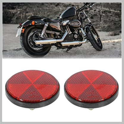 Pair M6x1.0 Red Plastic Universal Screw Mount Reflective Warning Reflector for Motorcycle Bike Replacement Car Parts
