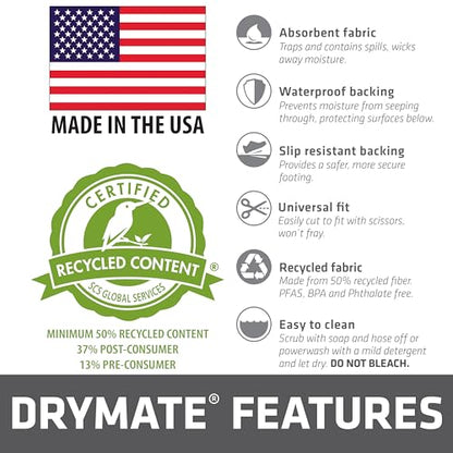 Drymate Garage Floor Runner Mat, (18' x 2'6"), Protects Surfaces, Absorbent, Waterproof, Slip-Resistant, Quick Dry Carpet Fabric, Trimmable & Washable (USA Made) (Charcoal) - size: 18' x 2'6" (1-Pack)