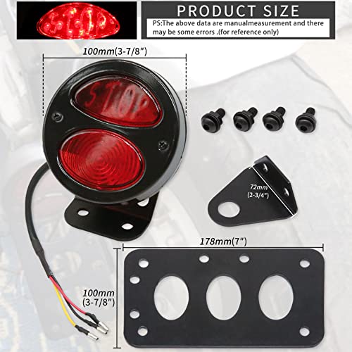 Rich Choices Motorcycle Tail Lights with Side License Plate Bracket Brake Lights Integrated Stop Light Waterproof Aluminum Universal 12V for Sportster 883 1200 Cruiser Bobber Chopper - color: Black#4