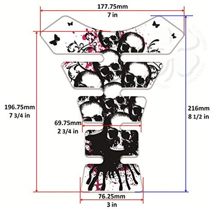 Skull Pile Pink Segmented Gas Tank Pad Head Universal Sticker Protector Scratch - size: Skull Pile 04