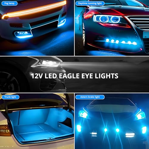 4Pcs 23mm DC 12V Black shell Eagle Eye Cob LED Car Fog DRL Daytime Running Light Backup Reverse Tail Rock Lights Headlights Signal Lamp Small bulb use for car and motorcycle (Ice blue) - color: Ice blue