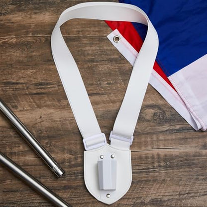 Jecery Single Strap Parade Flag Carrier Parade Harness Color Guard Flag Pole Holder Nylon Sling Carrying Belt for Parades(White) - color: White, style: Single Strap