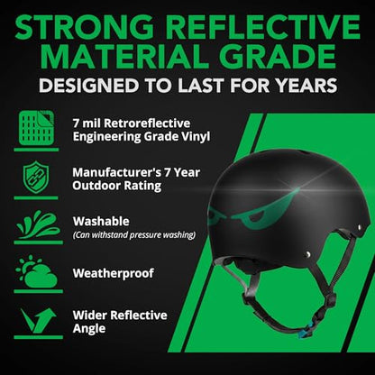 Bright Knight Decals Reflective Evil Eye Stickers, 6" x 3" Green Evil Eye Motorcycle Decals & Graphics for Bike & Motorcycle Helmet Stickers, Made in USA, 3 Pairs - color: Green