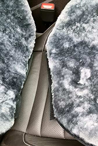 Genuine Sheepskin Car Seat Covers Shearing Car Seat Covers Sheepskin Wool Detachable Premium Car Seat Cover (1 Pack, Gray) - color: Gray