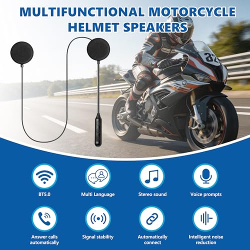 SAMDO Motorcycle Helmet Bluetooth Headset Speakers Outdoor Sports Hands-Free Headphones Bluetooth 5.3 for Cycling, Skiing, Riding Automatic Answering Voice Assistant Music Player Y1