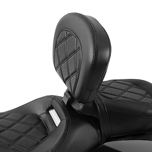 SLMOTO Motorcycle Rider Backrest Pad Driver Sissy Bar Pad For Harley Touring CVO Road King Street Glide Road Glide Electra Glide 2009-2023 Black Black - color: Rider Backrest Style B Black