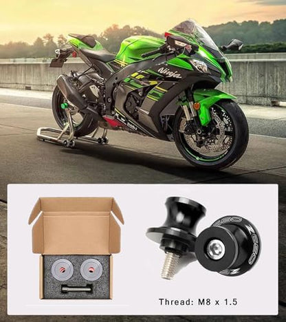 For Z650 Ninja650 2017-2025 8MM Swing arm Spools Slider Stand M8 x1.5 Black for KAW&-ASA*KI NINJA 650 Z650 Z650RS Z900 2017 2018 2019 2020 2021 2022 2023 2024 2025 - color: black
