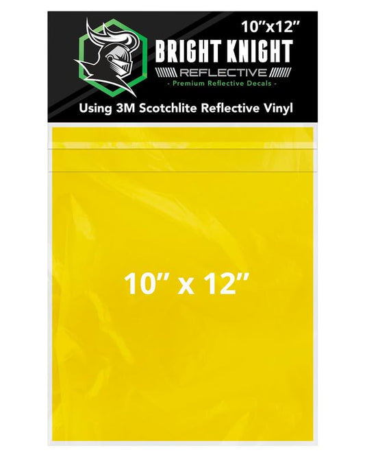 Bright Knight Decals Yellow 3M Reflective Tape - 10x12 Flat Sheet Vinyl Motorcycle Helmet Stickers, Waterproof Safety Vinyl Wrap, Reflective Stickers for Helmet, Hard Hats, Cars, Bikes & Rims - color: Yellow, size: 10x12
