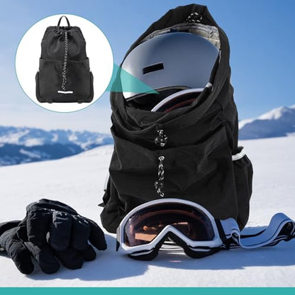 Aliceset Helmet Backpacks Welding, Waterproof Motorcycle Helmet Bag with Drawstring, Adjustable Shoulder Straps Pocket, Nylon, Large Capacity, Gift for Electrician Welder School Students(Black) - color: Black