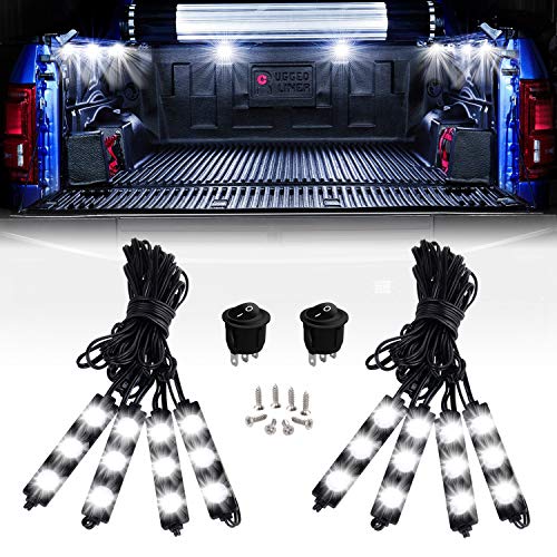 Nilight - TR-08 8PCS 24LED Rock Light for Cargo Truck Pickup Bed Off Road Under Car Side Marker LED Rock Lighting Kit w/Switch White, 2 Years Warranty - color: White, size: Truck Bed Rock Light