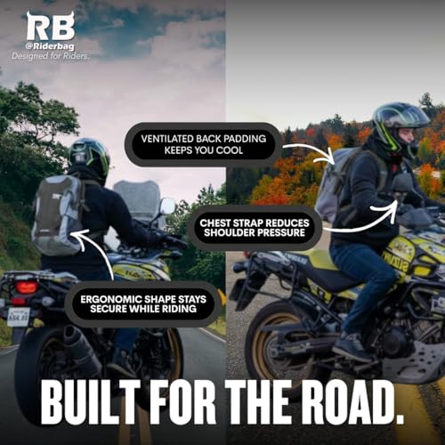 riderbag Reflective Motorcycle Backpack, Hi Viz Commuter Riding Bag | Designed by Riders for Everyday Rides with Laptop Compartment and Helmet Net. Built to Help You Be Seen. - color: Black