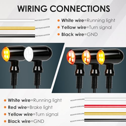 4PCS Mini Motorcycle LED Turn Signals, Ultra-Bright Blinkers Indicators 8MM Mounting Hole 12V Universal Fit for Harley Honda Kawasaki Suzuki Triumph Yamaha