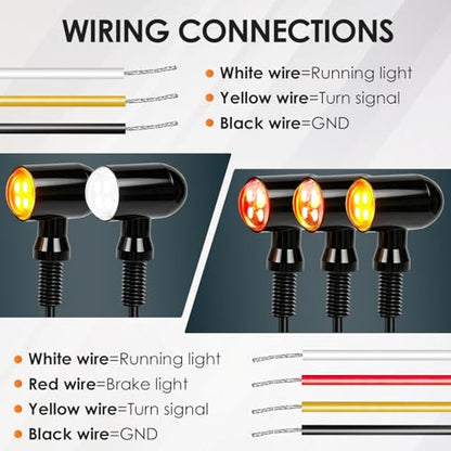 4PCS Mini Motorcycle LED Turn Signals, Ultra-Bright Blinkers Indicators 8MM Mounting Hole 12V Universal Fit for Harley Honda Kawasaki Suzuki Triumph Yamaha