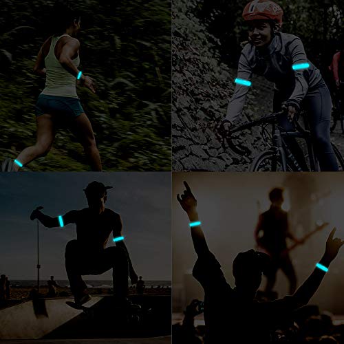 2 Pack Rechargeable LED Reflective Armband, High Brightness High Visibility Night Safety Light Band, Wearable Flashing LED Gear for Running, Walking, Biking and Outdoor Activities - color: blue