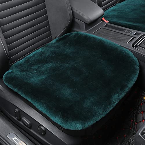 Genuine Sheepskin Car Seat Cushion Natural Fur Wool Seat Cover for Cars Trucks SUV Soft Comfort Office Chair Protector Pad Car Accessories Universal Fit - color: Dark Green