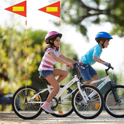 2 Pcs Bike Flags with Pole 6 Feet Adjustable Height Heavy Duty Fiberglass Pole Polyester Tear-Resistant Waterproof (Orange with Reflective Strip） - color: 2 Pcs Orange with Reflective