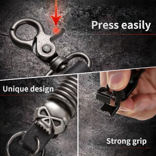 Heavy Duty Glove & Hat Clip with Carabiner, All-Metal Spring Clamp Work Glove Holder for Tool Belt, Harness, Backpack - style: Punk Skull
